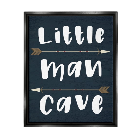Stupell Industries Little Man Cave Arrows Jet Black Framed Floating Canvas Wall Art, 16x20, by Daphne Polselli