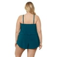 thumbnail image 3 of Aqua Green, Women's Plus Size Keyhole Blouson Romper, Lagoon Blue, 1X, 3 of 4