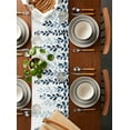 thumbnail image 5 of Hokiten Table Runners 48 Inches Long Dress Scarves, Navy Blue Ombre Botanical Farmhouse Kitchen/Dining Table Runner, Short Coffee Tablerunners, Watercolor Pastoral Leaf 13x48 Inch, 5 of 7