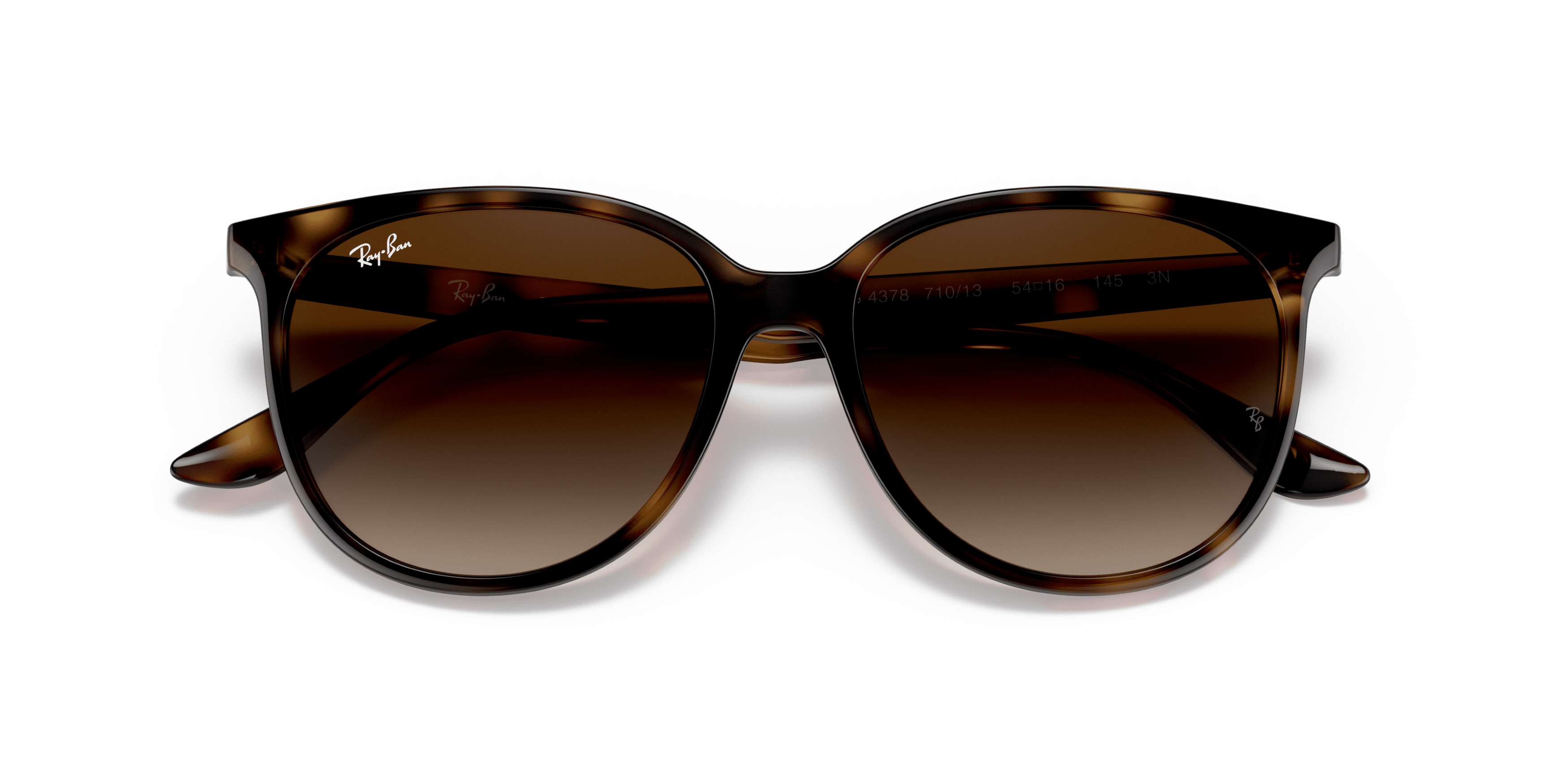Ray-Ban Square Sunglasses for Women, Polished Havana Frames with Gradient Brown Lenses, Size 54