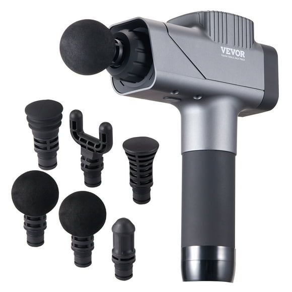 VEVOR Pistolet de Massage pour Tissus Profonds, Masseur Musculaire à Percussion pour Athlètes - avec 8 Niveaux de Vitesse et 6 Têtes de Massage, Batteries 16V 2500mAh, Pistolet de Massage Portatif pour le Soulagement de la Douleur, Relaxation Musculaire