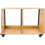 Sound Town DIY 2 x 12U Slanted Studio Rack with Baltic Birch Plywood, Casters, Golden Oak for Recording Room, Home Studio (SDRK-D12T)