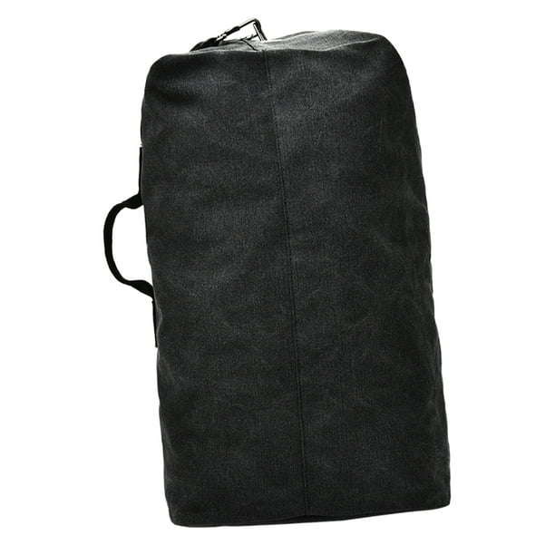 Mochila de lona para senderismo al aire libre, bolsa de lona deportiva, bolsa de viaje para acampar y mochileros Black L