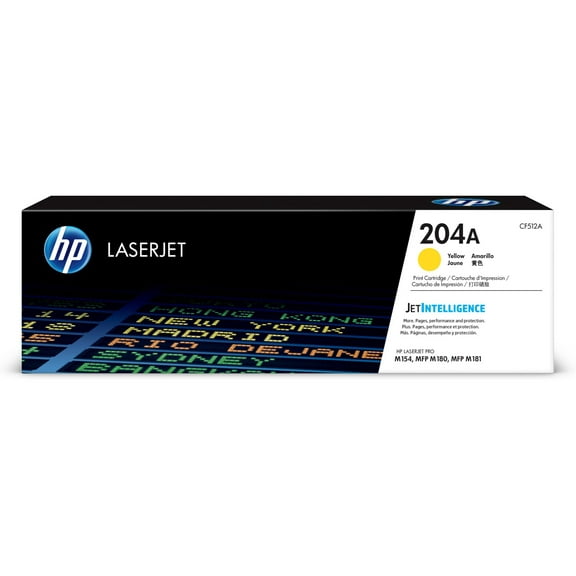 HP 204A Yellow Original LaserJet Toner Cartridge, ~900 pages, CF512A