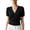 Black, variant on Women's Short Sleeve Wrap Tops Deep V Neck Button Blouse Summer Casual Business Knitted Pullover
