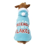 Holiday Time Dog Hoodie, Blue All My Friends Flakes, (XXS)