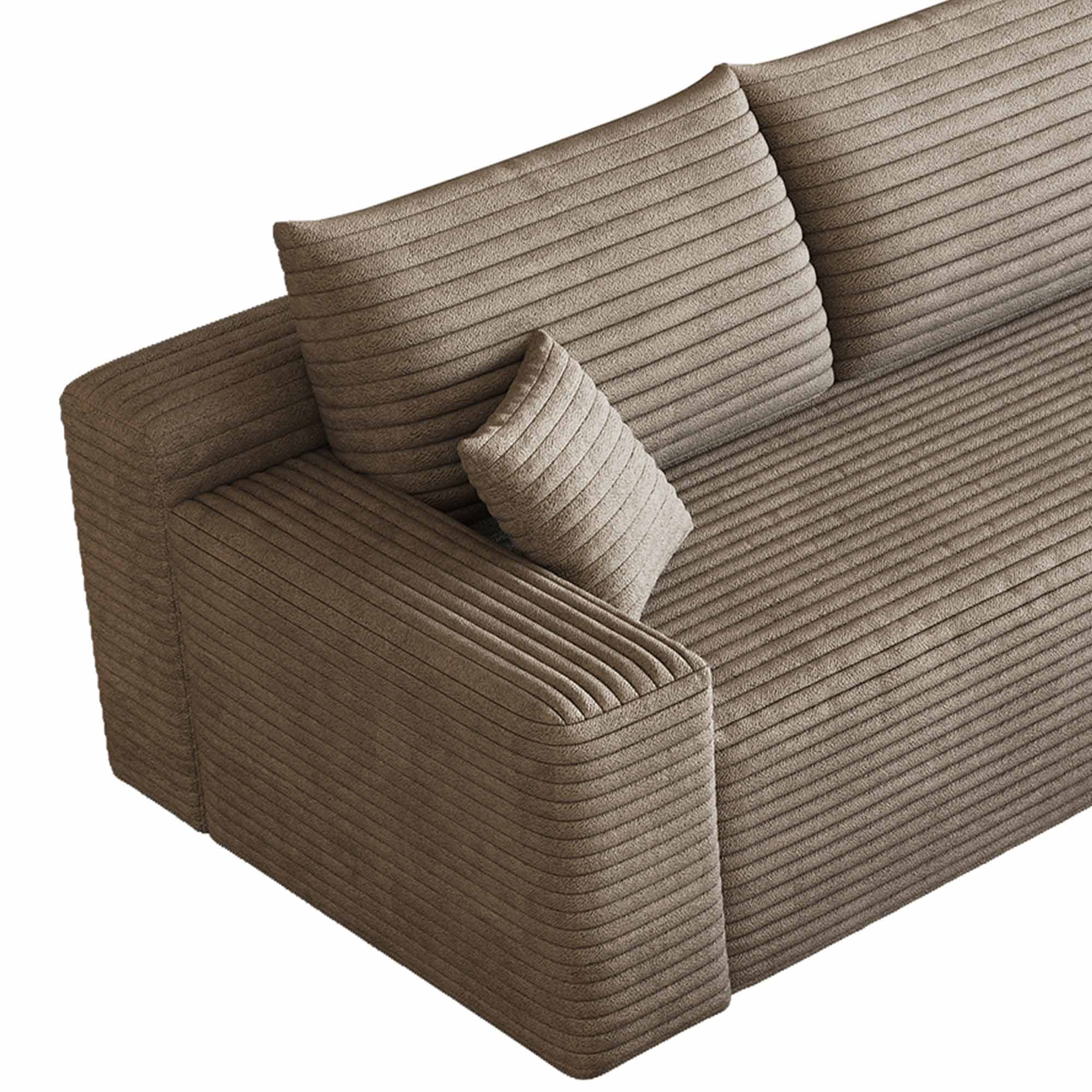 Lunale 95" L-Shaped Modular Sectional Sofa, No Assembly Required, Boneless Corduroy Cloud Couch for Living Room, Camel(Right Facing Chaise)