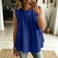 thumbnail image 5 of Mifsaly Linen Tank Tops for Women Tiered Ruffle Tunic Sleeveless Shirts Lightweight Elegant Boho Vacation Summer Pleated Tees Navy,L, 5 of 7