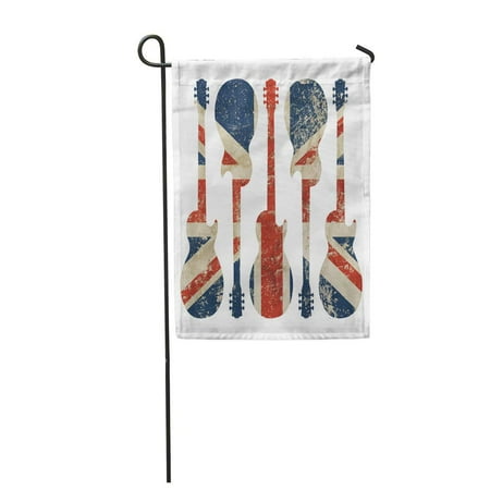 Cheap Plastic Garden Furniture Uk LADDKE Five Guitars Shaped Old Vintage Dirty Faded Shabby Distressed UK Great Britain Garden Flag Decorative Flag House Banner 12x18 inch ()