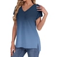 thumbnail image 2 of T Shirts For Women Womens Tops Summer Daily Casual V Neck Shirts Short Sleeve Tops Blouses Loose Fit Shirt, 2 of 5