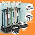 thumbnail image 3 of YANGLI Industrial Metal Umbrella Holder Stand with Removable Drip Tray, 21 Slots & 24 Hooks, Free Standing Organizer for Entryway, Home, Office, Patio, Black, 3 of 6