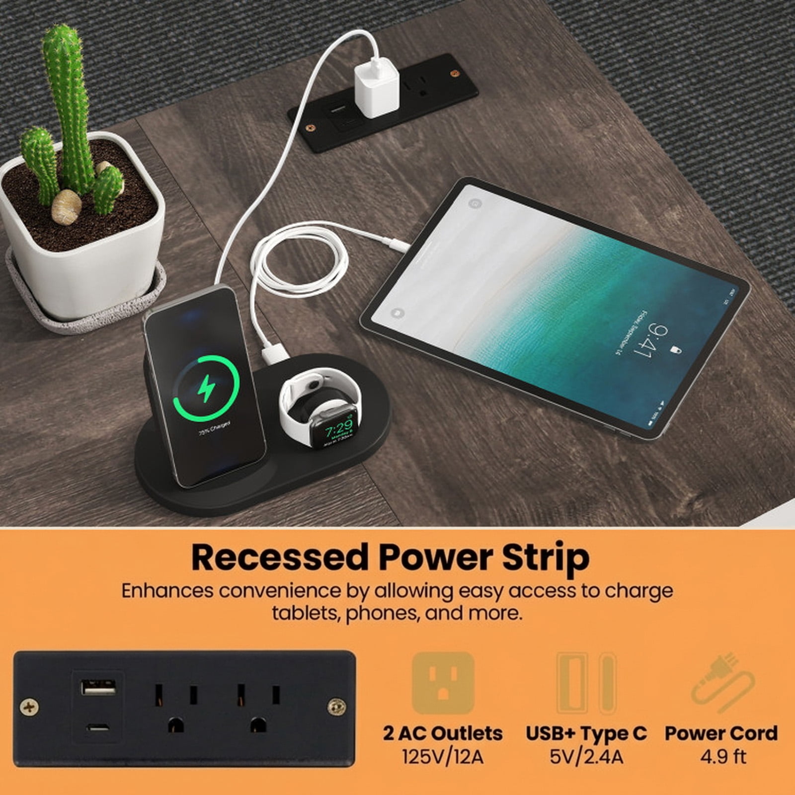 Furnibear L Shaped 47 Inch Reversible Corner Desk with Charging Station USB Type-C Adjustable Storage Shelves Metal Frame Gray