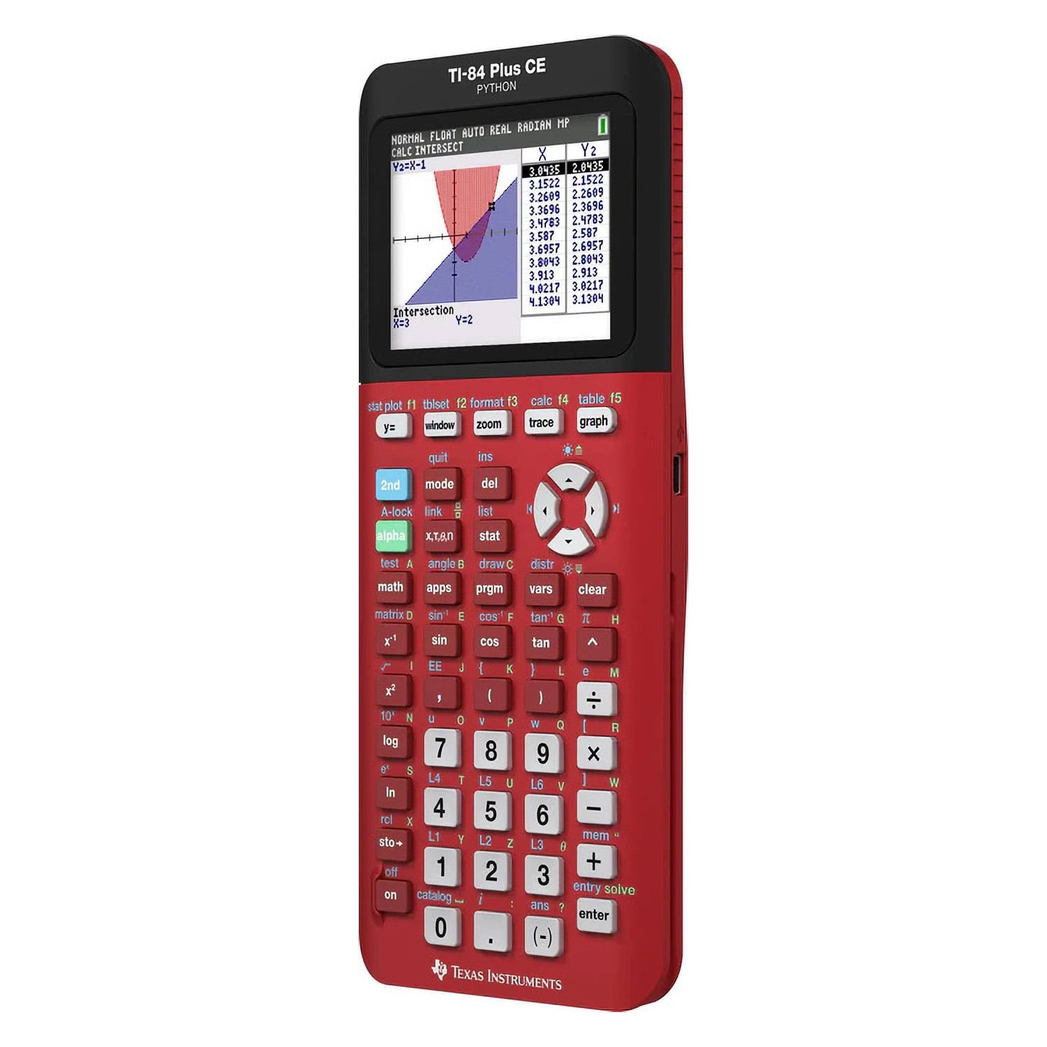 Pre-Owned Texas Instruments TI-84 Plus CE Python Graphing Calculator, Radical Red, Python, Rechargeable, High School and College