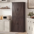 thumbnail image 6 of HOMCOM 72" Tall Kitchen Pantry Cabinet, Farmhouse Storage Cabinet with 8 Door Racks, Freestanding Food Pantry with Adjustable Shelves, Brown, 6 of 10