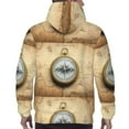thumbnail image 7 of Fotbe Men's Hoodie with Magnetic Old Compass On World Map Pattern - Kangaroo Pocket Pullover Hooded Sweatshirt, Perfect for Daily Wear, Travel, and Home-XX-Large, 7 of 7