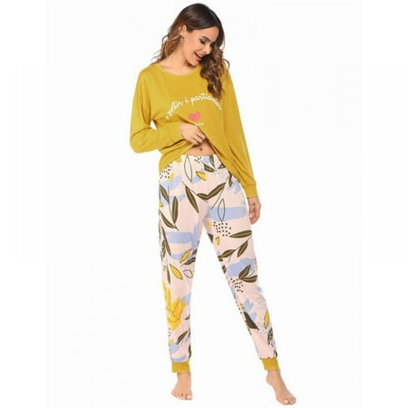 

[Brand Clearance!]Pajamas Set Women’s Long Sleeve Sleepwear Soft Cotton Classic Lovely Print Homewear Pjs Set S-2XL