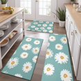 thumbnail image 2 of Teal Daisy Flower Yellow Centers Pattern Kitchen Rugs Sets Of 3,Kitchen Runner Rugs Non Skid Washable,Decorative Kitchen Floor Mats for Kitchen,Sink,Laundry,17"x30"+ 17"x47" + 17"x59", 2 of 6