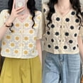 thumbnail image 2 of Yokua Knit Cardigan Top for Women French Style V-Neck Short Sleeve Crochet Floral Coat, 2 of 15