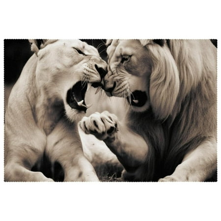

Placemats Set of 4 Table Placemats for Home Holiday Party Animal Lion Couple