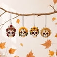 thumbnail image 3 of 4 Pcs Day of the Dead Sugar Skull Ornaments 3.15 in Acrylic Calavera Hanging Decor for Halloween Dia de los Muertos Door and Tree, 3 of 10