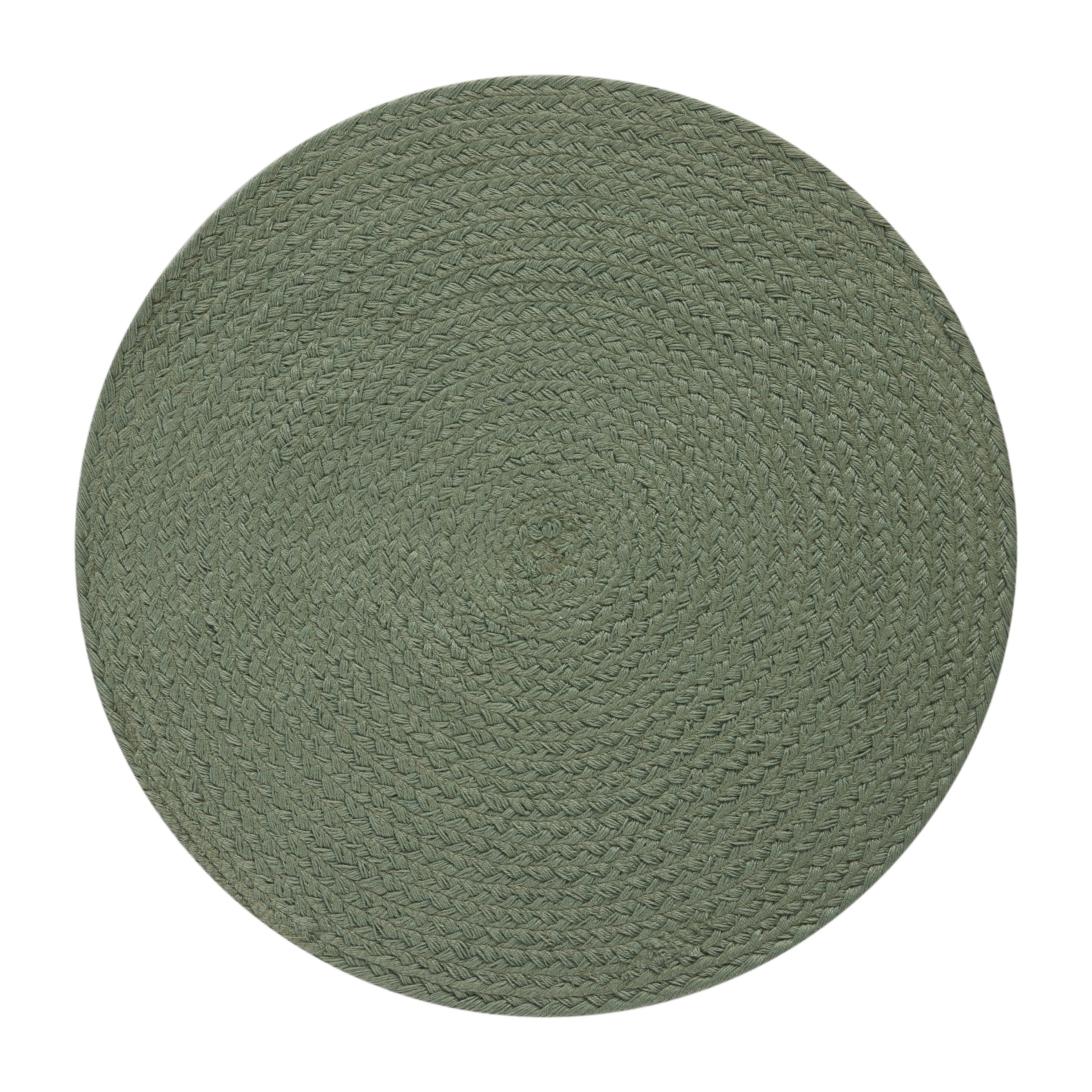 Mainstays Round BRAIDED Placemat Hedge Green 14" Diameter