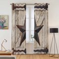 thumbnail image 2 of Kitchen Curtains 84 Inch Length 2 Panels, Texas Star Vintage Grommets Window Treatment Curtain, Brown Khaki Wooden Retro Art Thermal Curtains Drapes for Living Room/Bathroom, 2 of 9