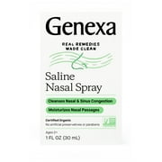 Genexa Saline Care Nasal Spray: Certified Organic, Free of Chemicals, Non-GMO. Helps to Breathe Clearly, Soothes Away Mucus & Congestion, Relieves Nasal Symptoms from Sinus, Colds & Allergies (.5 oz.)