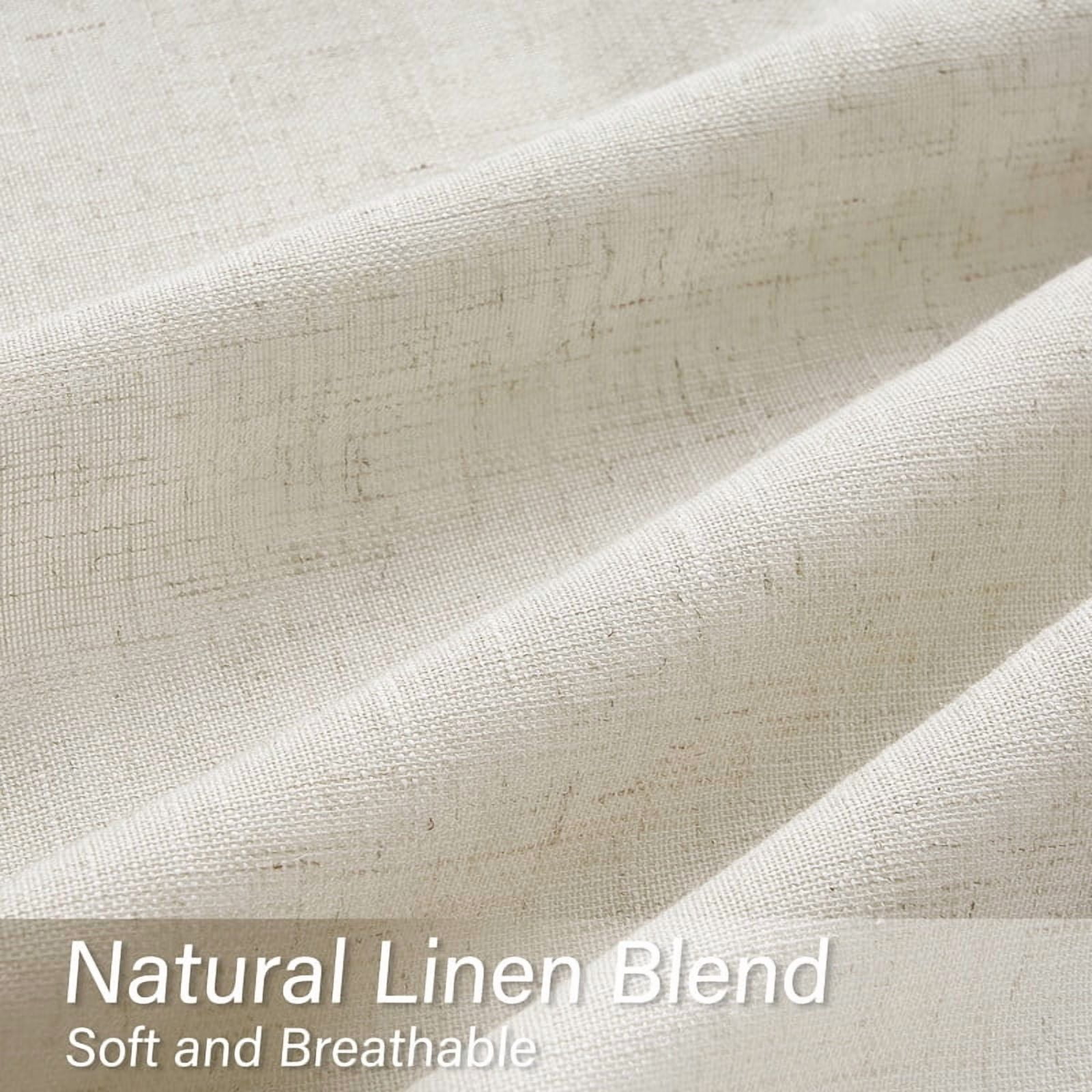 Topfinel Linen Curtains Soft Textured Semi Sheer Light Filtering Drapes Rod Pocket Back Tab Window Treatments for Living Room Bedroom, Oatmeal, 50x90 inch, 2 Panels