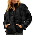 thumbnail image 2 of Lovskoo Womens Winter Coats Quilted Jacket Ladies Solid Color Zipper Stand Collar Long Sleeve Casual Padded Jacket Black, 2 of 8