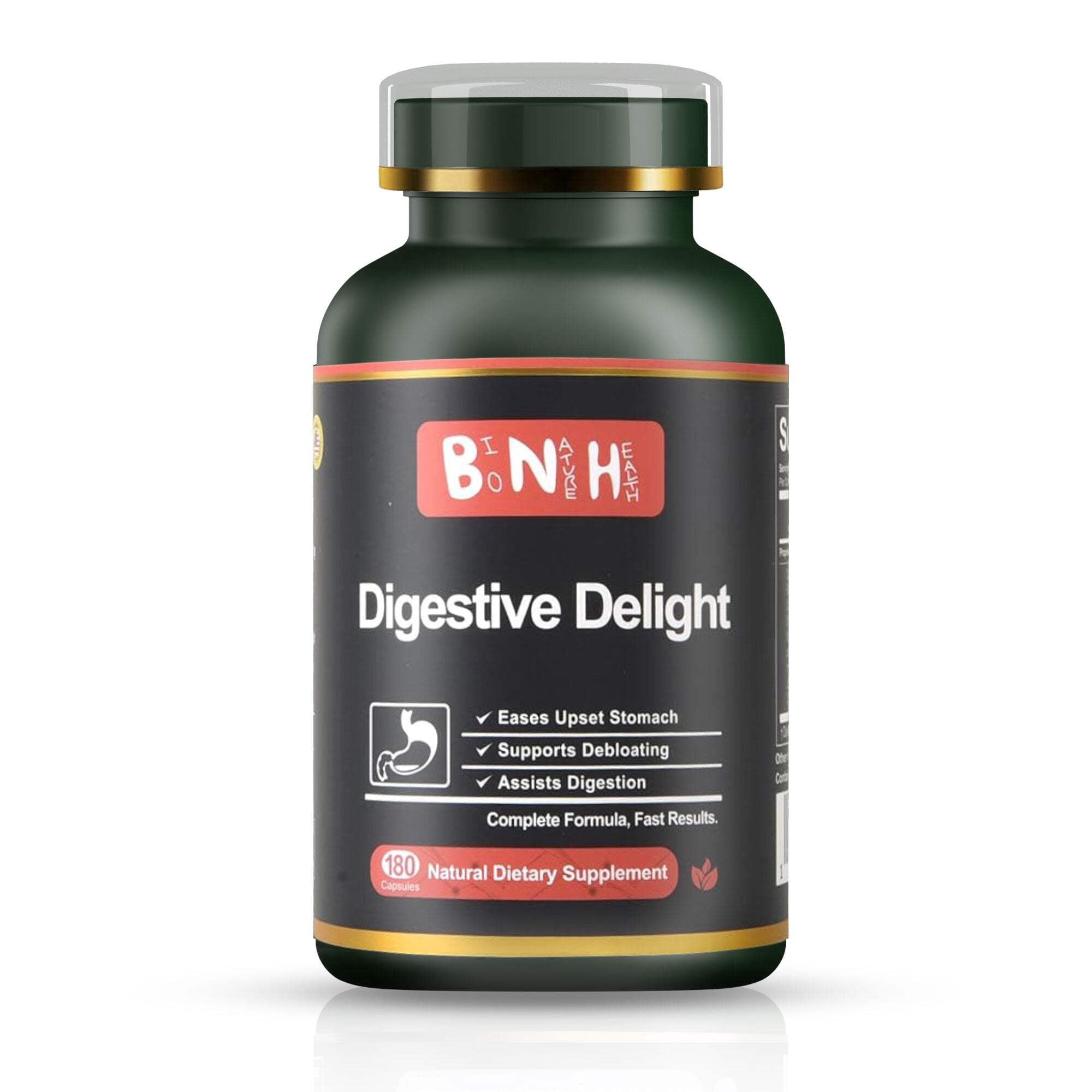 BNH Digestive Delight Gut Health Supplement for Women & Men, Chinese Amomum Fruit Herbal Formula, Comfort & Balance Support, 180 Capsules