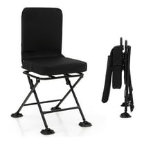 Hunting Chair, 360° Swivel Hunting Blind Chair, Folding Deer Hunting Chair, Portable Ground Chair with Padded Cushion and All-Terrain Duck Feet for Camping, Hunting, Fishing, 330LBS Capacity, Black