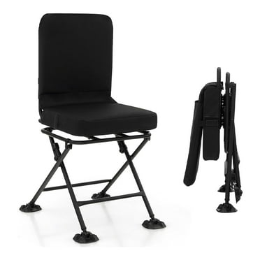 Hunting Chair, 360° Swivel Hunting Blind Chair, Folding Deer Hunting Chair, Portable Ground Chair with Padded Cushion and All-Terrain Duck Feet for Camping, Hunting, Fishing, 330LBS Capacity, Black