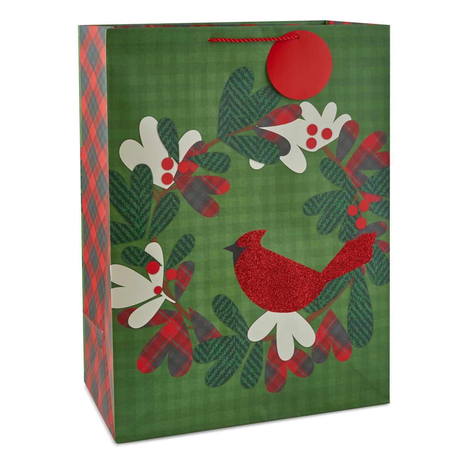 Image Arts – Sac-cadeau géant de Noël. Cardinal et couronne. 20 po.