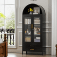 thumbnail image 3 of SUPEER 73-Inch Arched Metal Storage Display Cabinet with 2 Drawers and Glass Doors,Assembly Required, 3 of 8
