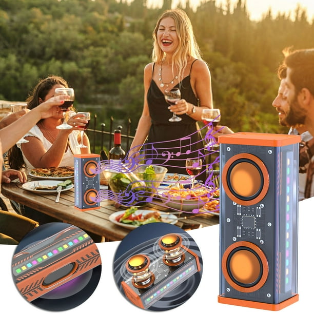 Altavoz con luces de colores, bocinas dobles, regalos, serie de audio, mecanismo colorido de doble sonido, pequeño altavoz Bluetooth de acero.