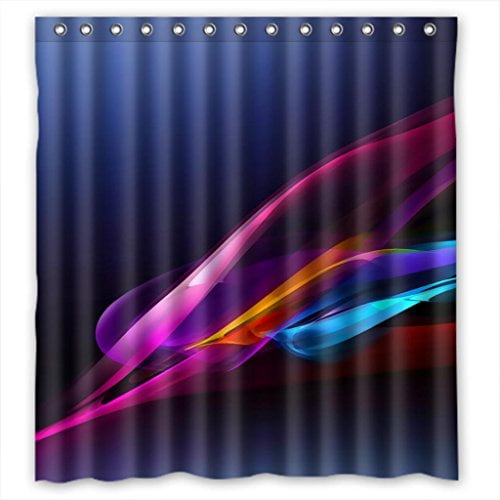 YUSDECOR Blue Rolling Waves Shower Curtain Polyester Fabric Bathroom Shower Curtain 66x72 inches
