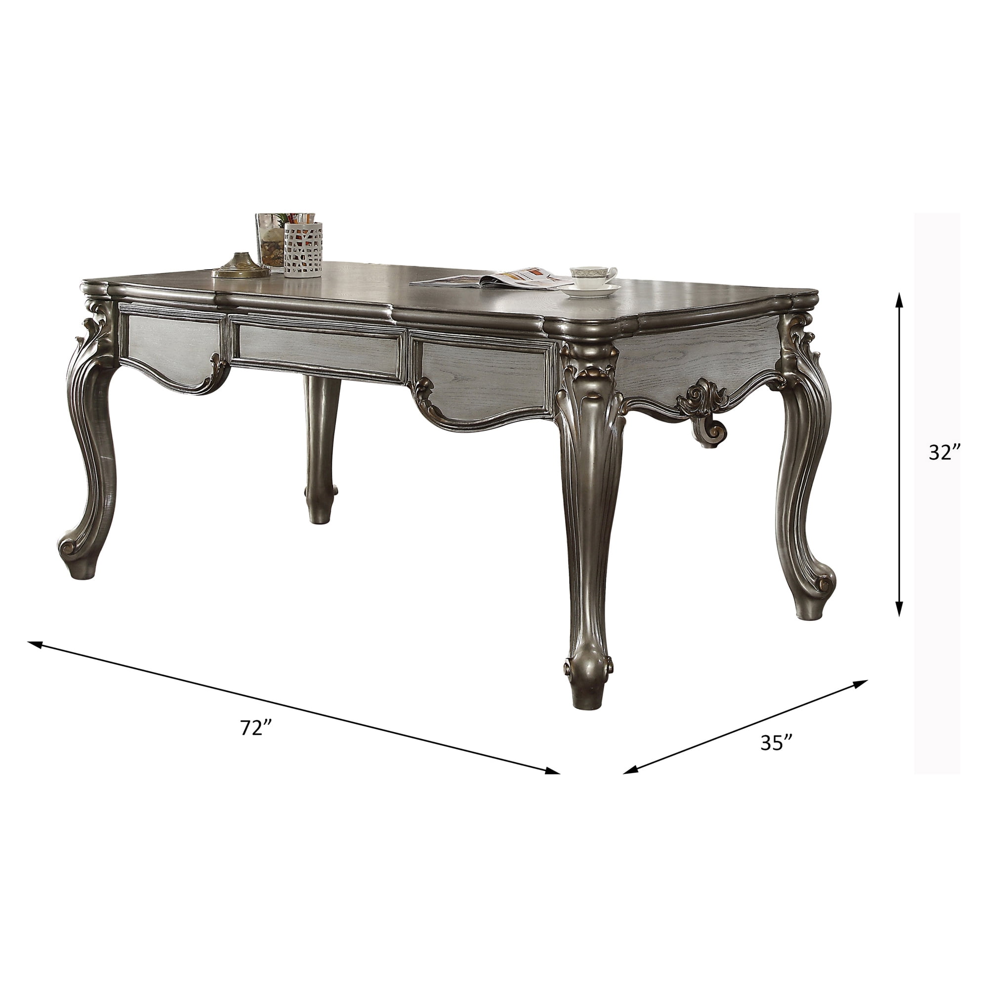 ACME Versailles Executive Writing Desk in Antique Platinum