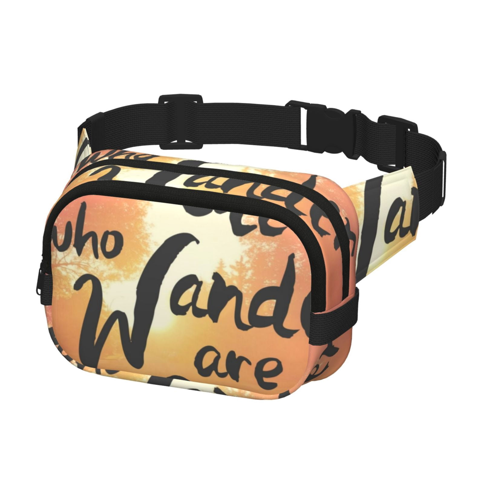 Kdxio Not All Who Wander Are Lost Crossbody Double Layer Waist Bag Belt Bag for Unisex Fanny Pack Fashion Waist Packs for Hiking Running Shopping Traveling