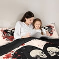 thumbnail image 4 of Manfei Gothic Skull Skeleton 7 Pieces Bedding Comforter Set,Romantic Valentine Day Full Bedding Set,Red Flower Floral Fitted Sheet Flat Sheet For Girl Boys,Super Cozy Room Decor Reversible, 4 of 8