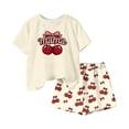 thumbnail image 4 of Cethrio Girls Summer Outfit Sets 2 Piece, Crew Neck Soft Short Sleeve Kids' Clothing Sets Beige Size 10-12, 4 of 5