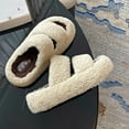 thumbnail image 4 of Gamivast Women's Slippers Fuzzy Open Toe Indoor Cozy Memory Foam Slip-on House Slides Shoes Warm Winter Platformed Chunky 2 Bands Slipper with Fleece Lining and Rubber Sole, 4 of 6