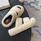 thumbnail image 4 of Pantuflas de mujer con suela gruesa y alza, color beige, doble tira, estilo moderno con letras, cómodas para otoño e invierno, talla 40 Rkxzt, 4 of 9
