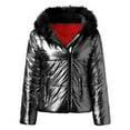 thumbnail image 6 of Bjutir Winter Women Coat Parka Jacket New Short Hooded Casual Loose Collar Cotton Jacket Black, 6 of 8