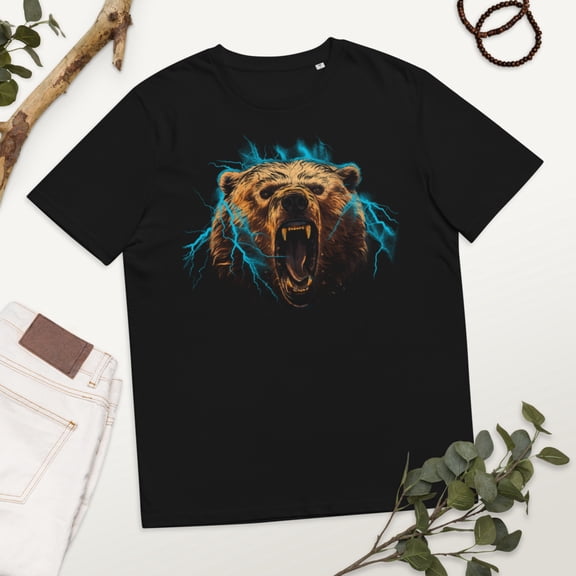 Bear Lovers Outdoor Hiker Camping Novelty Apparel Unisex organic cotton t-shirt (Black, S)