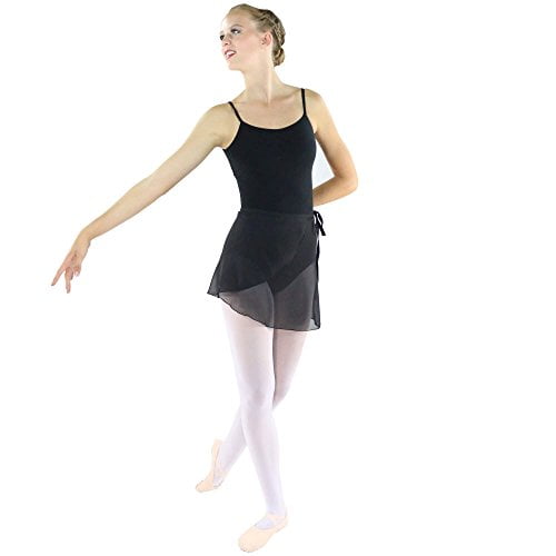 Danzcue Womens Chiffon Ballet Dance Wrap Skirt with Waist Tie, Black, M-L -  Walmart.com