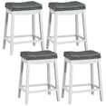 thumbnail image 1 of Patiojoy 4PCS Saddle Bar Stools Backless Nailhead Counter Stool with Grey Cushions White, 1 of 6
