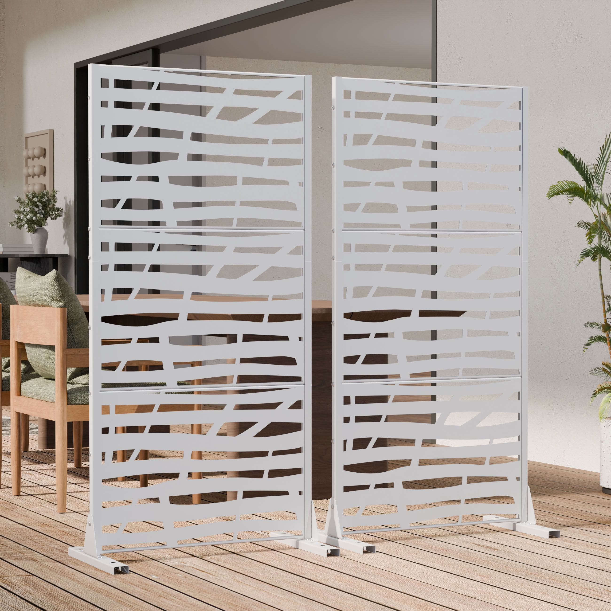 MAYEERTY 72*47in Outdoor Privacy Screen, Heavy Duty Metal Privacy Panel, Spa Area Privacy Divider for Patio, Balcony