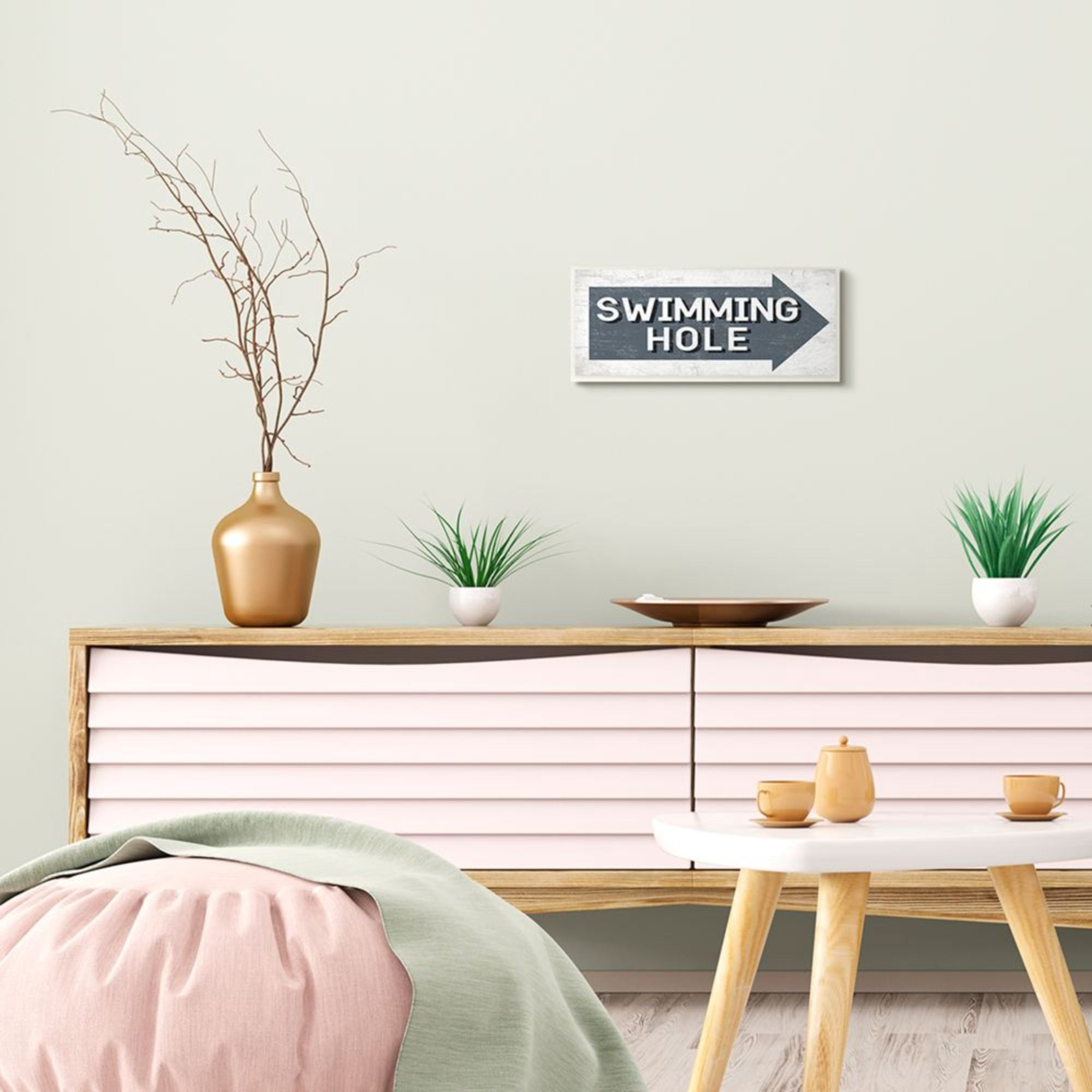 Stupell Industries Charming Swimming Hole Sign Blue Arrow Design by Daphne Polselli