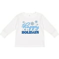 thumbnail image 3 of Inktastic Happy Holidays Blue Snowflakes Boys or Girls Long Sleeve Toddler T-Shirt, 3 of 5
