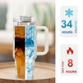 thumbnail image 6 of 40 oz Tumbler with Handle and Straw Lid | Vacuum Insulated Leak Proof Tumbler | Stainless Steel Water Bottle Cup Gifts for Dads Moms Women Men Him Her | Cream Checkered, 6 of 9